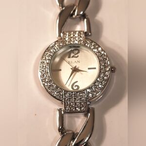Elan Women's Silver Watch with Crystal Detailing